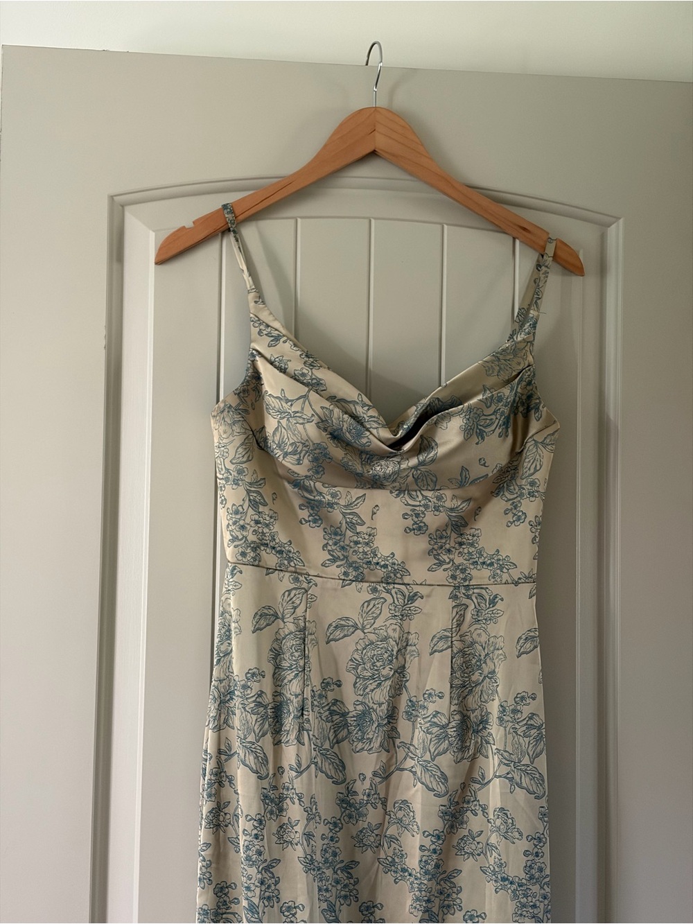 Azazie Atelier Floral Satin Cowl Neck Maxi Dress US 4 Wedding Guest - Picture 4 of 16